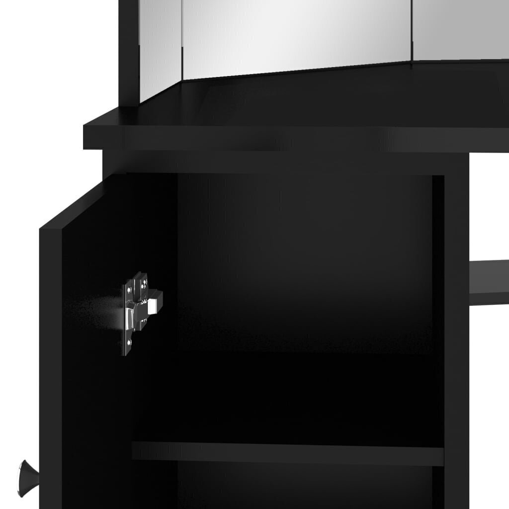 vidaXL stūra spoguļgaldiņš ar LED, melns, 111x54x141,5 cm cena un informācija | Kosmētikas galdiņi | 220.lv