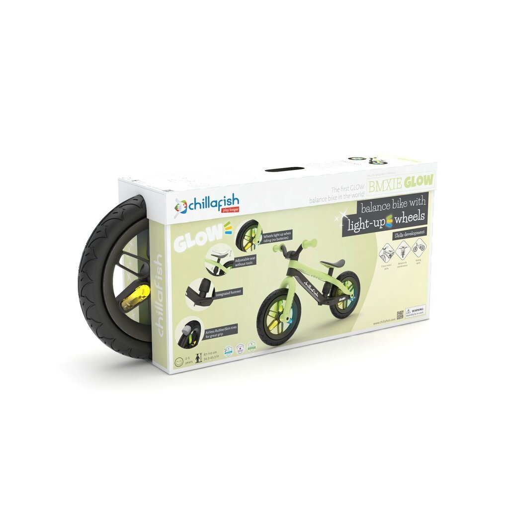 Chillafish BMXie 2 līdzsvara velosipēds no 2 līdz 5 gadiem ar gaismiņām, Pistachio! cena un informācija | Balansa velosipēdi | 220.lv