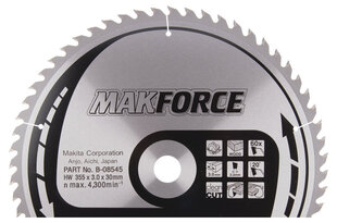 Пила MAKFORCE 355X3X30 мм 20° T60 Makita B-08545 Т.К.Т.  цена и информация | Запчасти для садовой техники | 220.lv