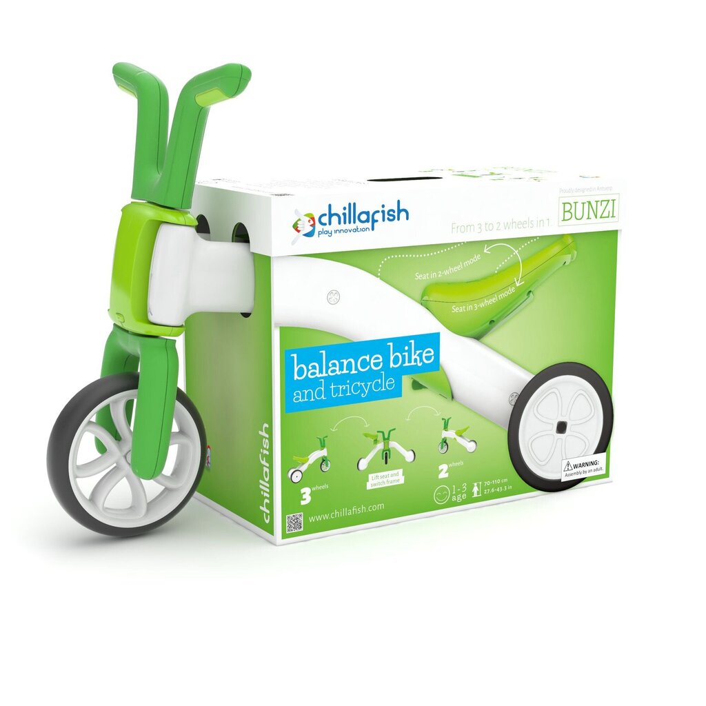 Chillafish Bunzi līdzsvara velosipēds - transformers pašiem mazākajiem 2-in-1, no 1 līdz 3 gadiem, zaļš! cena un informācija | Balansa velosipēdi | 220.lv