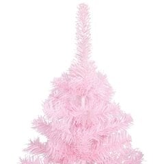 vidaXL mākslīgā Ziemassvētku egle ar statīvu, rozā, 120 cm, PVC cena un informācija | Mākslīgās egles, vainagi, statīvi | 220.lv