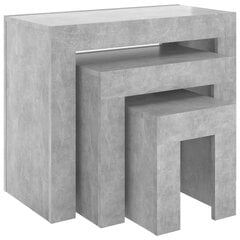 vidaXL kafijas galdiņi, 3 gab., sabīdāmi, betona pelēki, skaidu plātne цена и информация | Журнальные столики | 220.lv