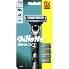 Gillette Gillette Mach3 skuveklis + 5 galvas cena un informācija | Skūšanās piederumi, kosmētika | 220.lv