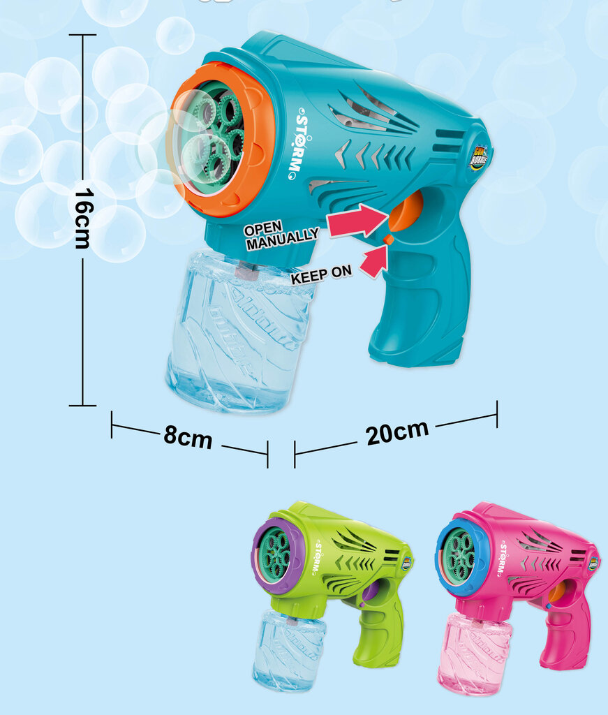 STORM ziepju burbuļa pistole цена и информация | Ūdens, smilšu un pludmales rotaļlietas | 220.lv