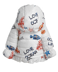Белое пальто с орнаментом "Обитатели океана" для девочек Gulliver 92 cm цена и информация | Куртки, пальто для девочек | 220.lv