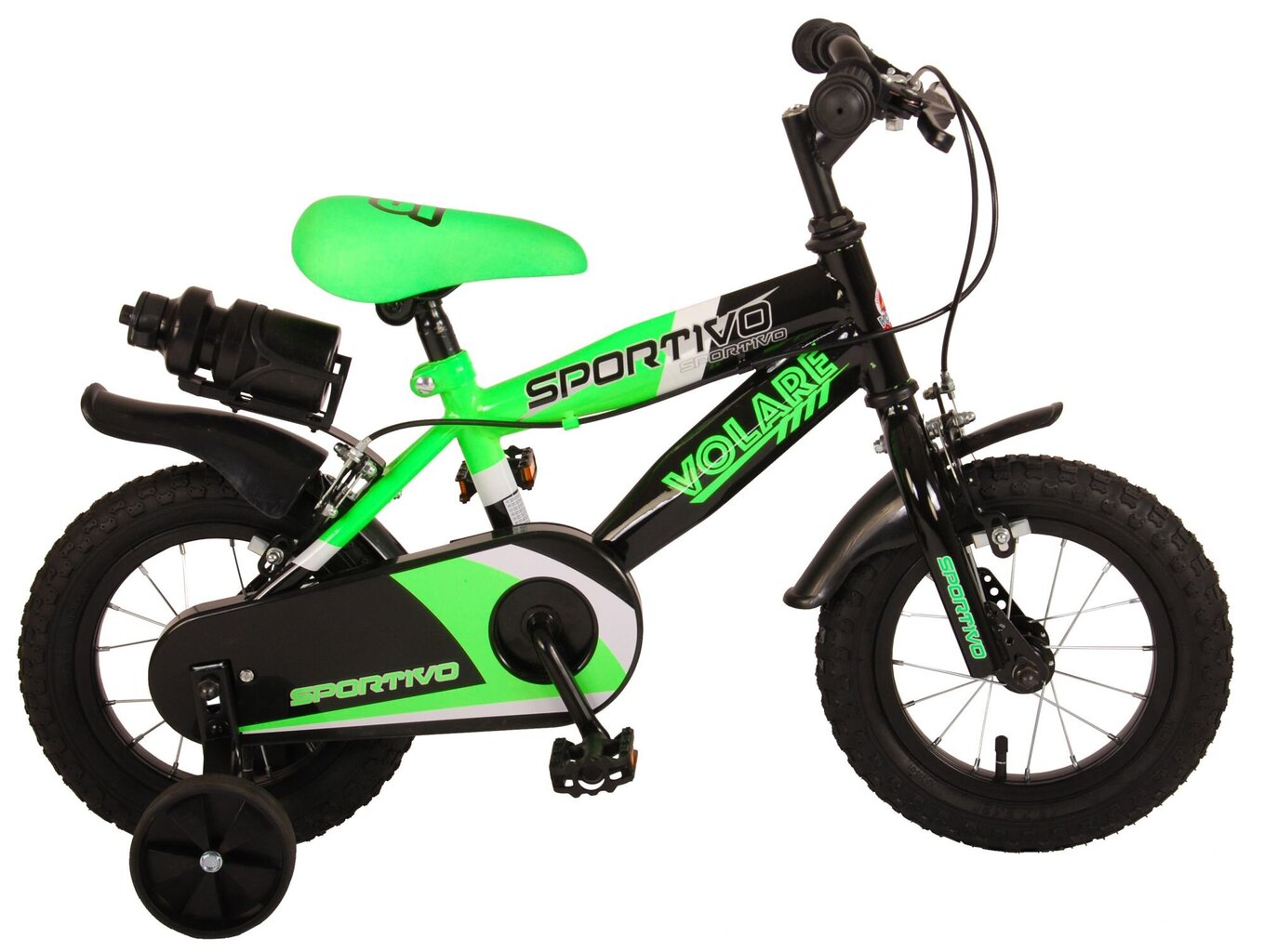 Bērnu velosipēds 12" Volare Sportivo Boys - Neona/zaļš/melns cena un informācija | Velosipēdi | 220.lv