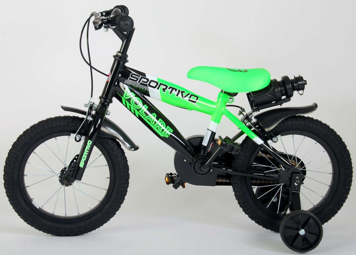 Bērnu velosipēds 14" Volare Sportivo Boys Neona/zaļš/melns cena un informācija | Velosipēdi | 220.lv