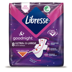 LIBRESSE Goodnight Extra ultra thin 8gab. (siev.hig.pak.) цена и информация | Тампоны, гигиенические прокладки для критических дней, ежедневные прокладки | 220.lv