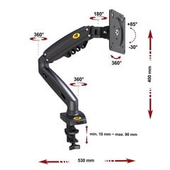 F80 17"-30" (vesa līdz 10*10,līdz 10kg) цена и информация | Кронштейны для монитора | 220.lv