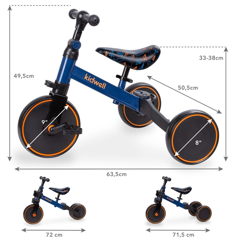 Trīsriteņu velosipēds, Kidwell Pico 3in1 cena un informācija | Trīsriteņi | 220.lv