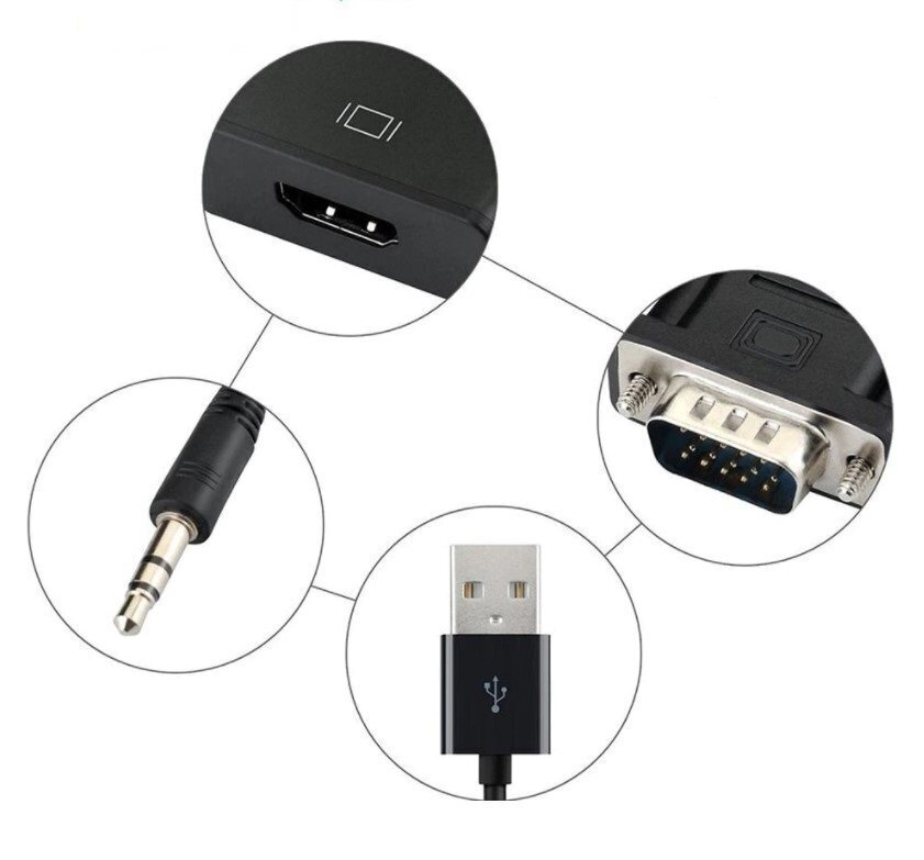 Adapteris VGA uz HDMI (Audio+Video), Hallo cena un informācija | Kabeļi un vadi | 220.lv