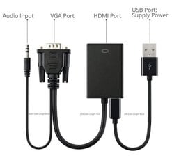 Adapteris VGA uz HDMI (Audio+Video), Hallo cena un informācija | Kabeļi un vadi | 220.lv