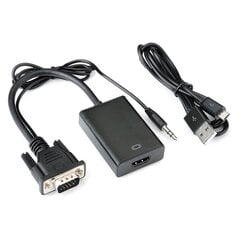 Adapteris VGA uz HDMI (Audio+Video), Hallo цена и информация | Кабели и провода | 220.lv