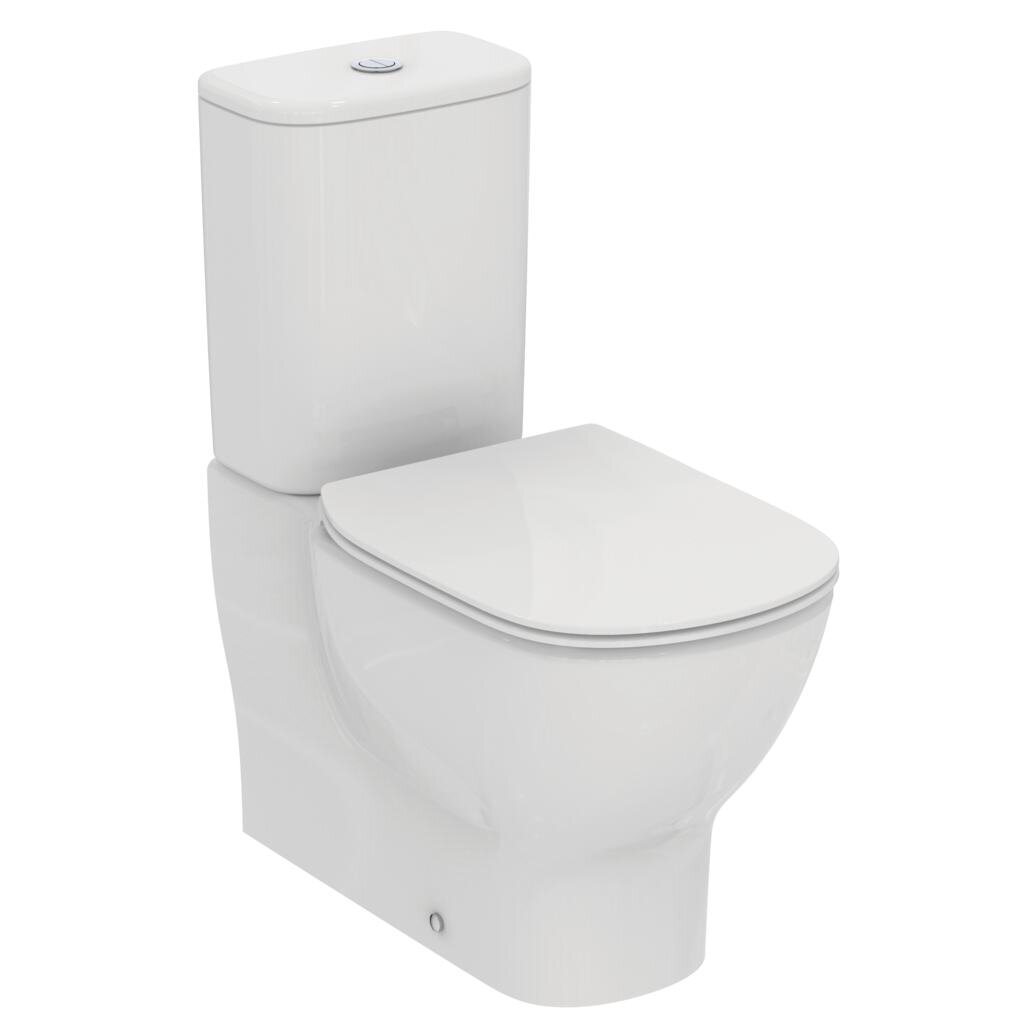 Grīdas tualetes pods Tesi ar horizontālu skalošanu, lēni aizveramu sēdekli un vāku, balts, Ideal Standard cena un informācija | Tualetes podi | 220.lv