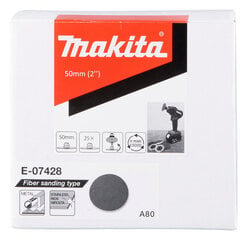 E-07428 Fibro slīpdisks 50mm, A80, 25gab. Makita цена и информация | Шлифовальные машины | 220.lv