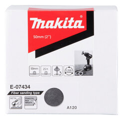 E-07434 Fibro slīpdisks 50mm, A120, 25gab. Makita цена и информация | Шлифовальные машины | 220.lv