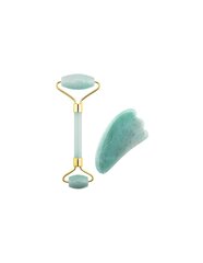 Массажный ролик и пад Guasha Green Aventurine Jade Roller & Gua Sha Set цена и информация | Массажеры для лица, инструменты для чистки лица | 220.lv