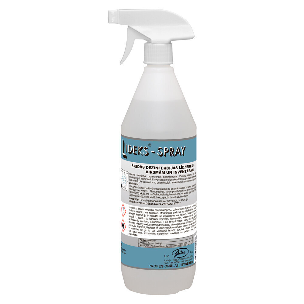 Dezinfekcijas līdzeklis Lideks-Spray, 1L (10) cena un informācija | Tīrīšanas līdzekļi | 220.lv