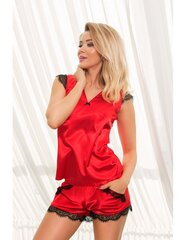 Необычный атласный комплект, красный сатин цена и информация | Женские пижамы, ночнушки | 220.lv