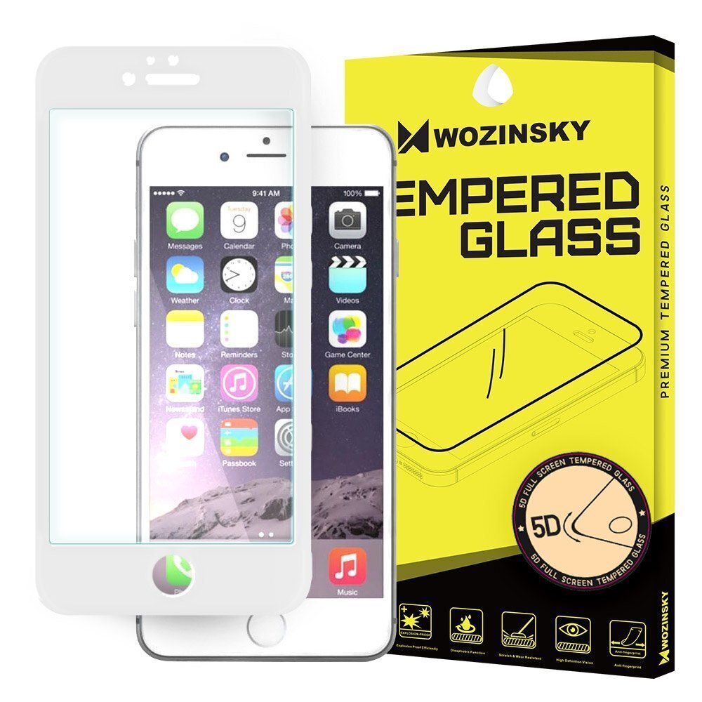 Aizsargstikliņš 5D Full Glue Super Tough Screen Protector iPhone 6 / 6s, balts cena un informācija | Ekrāna aizsargstikli | 220.lv