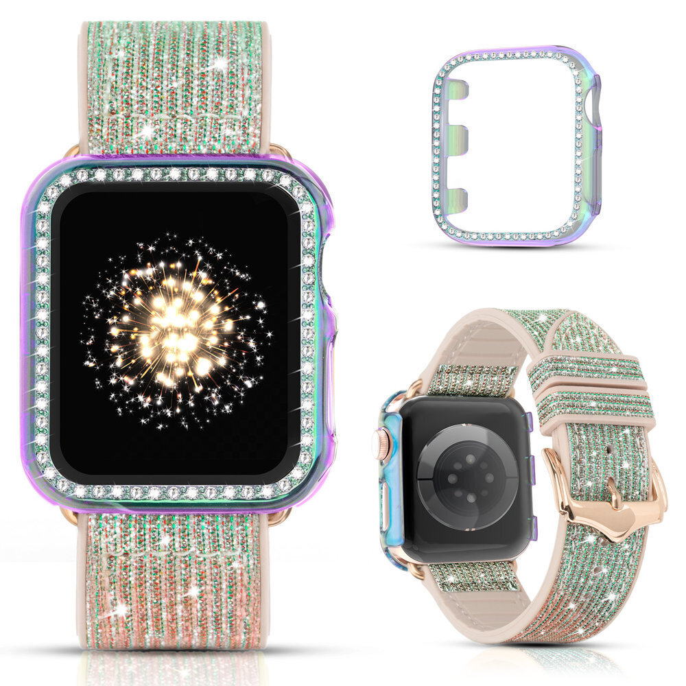 Kingxbar pulksteņa aproce Apple Watch 7 / 6 / SE / 5 / 4 / 3 / 2 - 45 mm / 44 mm / 42 mm, sudraba cena un informācija | Viedpulksteņu un viedo aproču aksesuāri | 220.lv