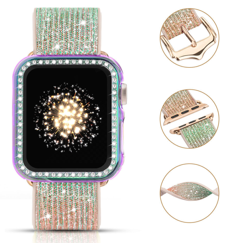 Kingxbar pulksteņa aproce Apple Watch 7 / 6 / SE / 5 / 4 / 3 / 2 - 45 mm / 44 mm / 42 mm, sudraba cena un informācija | Viedpulksteņu un viedo aproču aksesuāri | 220.lv