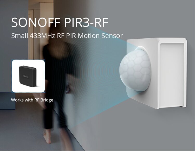 PIR3-RF bezvadu 433Hhz kustību sensors cena un informācija | Sensori | 220.lv