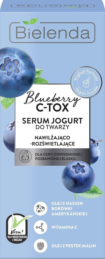 Mitrinošs un balinošs sejas serums Bielenda Blueberry C-Tox 30 ml cena un informācija | Serumi sejai, eļļas | 220.lv