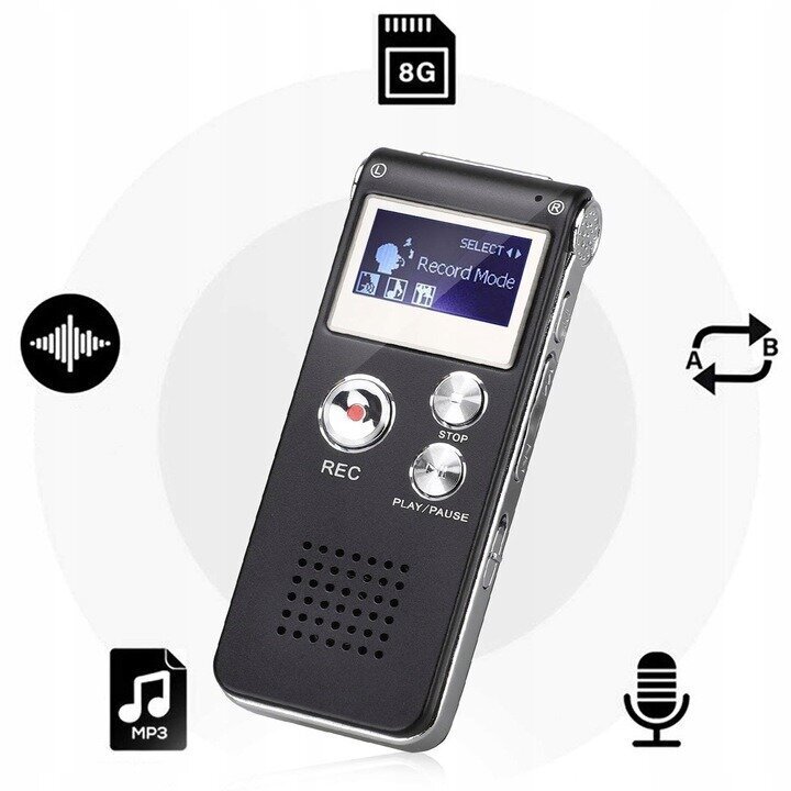 Viedais digitālais balss ierakstītājs ar 8 GB atmiņu cena un informācija | Diktofoni | 220.lv