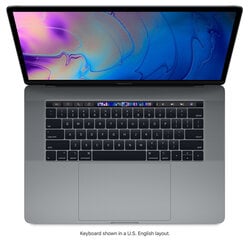 Ноутбук MacBook Pro 2018 Retina 15" 4xUSB-C -  Core i7 2.6Ггц / 32ГБ / 512ГБ SSD / US / Space Gray (подержанный, состояние A) цена и информация | Ноутбуки | 220.lv