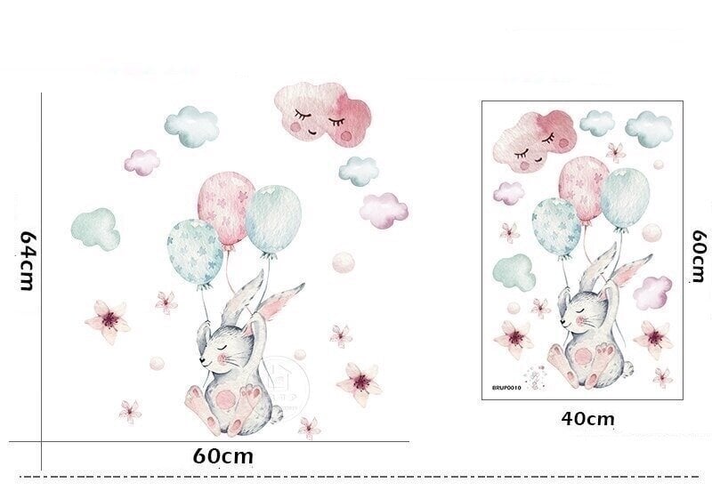 Bērnu sienas uzlīmes Zaķis ar baloniem цена и информация | Dekoratīvās uzlīmes | 220.lv