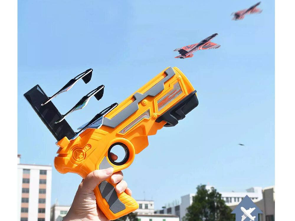Rotaļu šautene-lidmašīnas palaišanas iekārta 2in1, oranža cena un informācija | Rotaļlietas zēniem | 220.lv