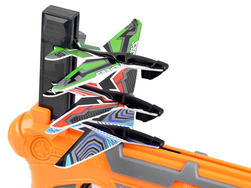 Rotaļu šautene-lidmašīnas palaišanas iekārta 2in1, oranža cena un informācija | Rotaļlietas zēniem | 220.lv