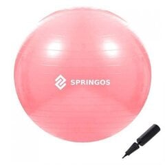 Vingrošanas bumba Springos, 75 cm, rozā цена и информация | Гимнастические мячи | 220.lv