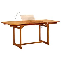 vidaXL dārza galds, (120-170)x80x75 cm, akācijas masīvkoks цена и информация | Столы для сада | 220.lv