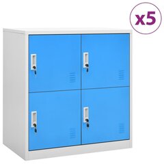 vidaXL ģērbtuves skapji, 5 gab., 90x45x92,5 cm, tērauds, pelēki, zili цена и информация | Шкафчики в гостиную | 220.lv