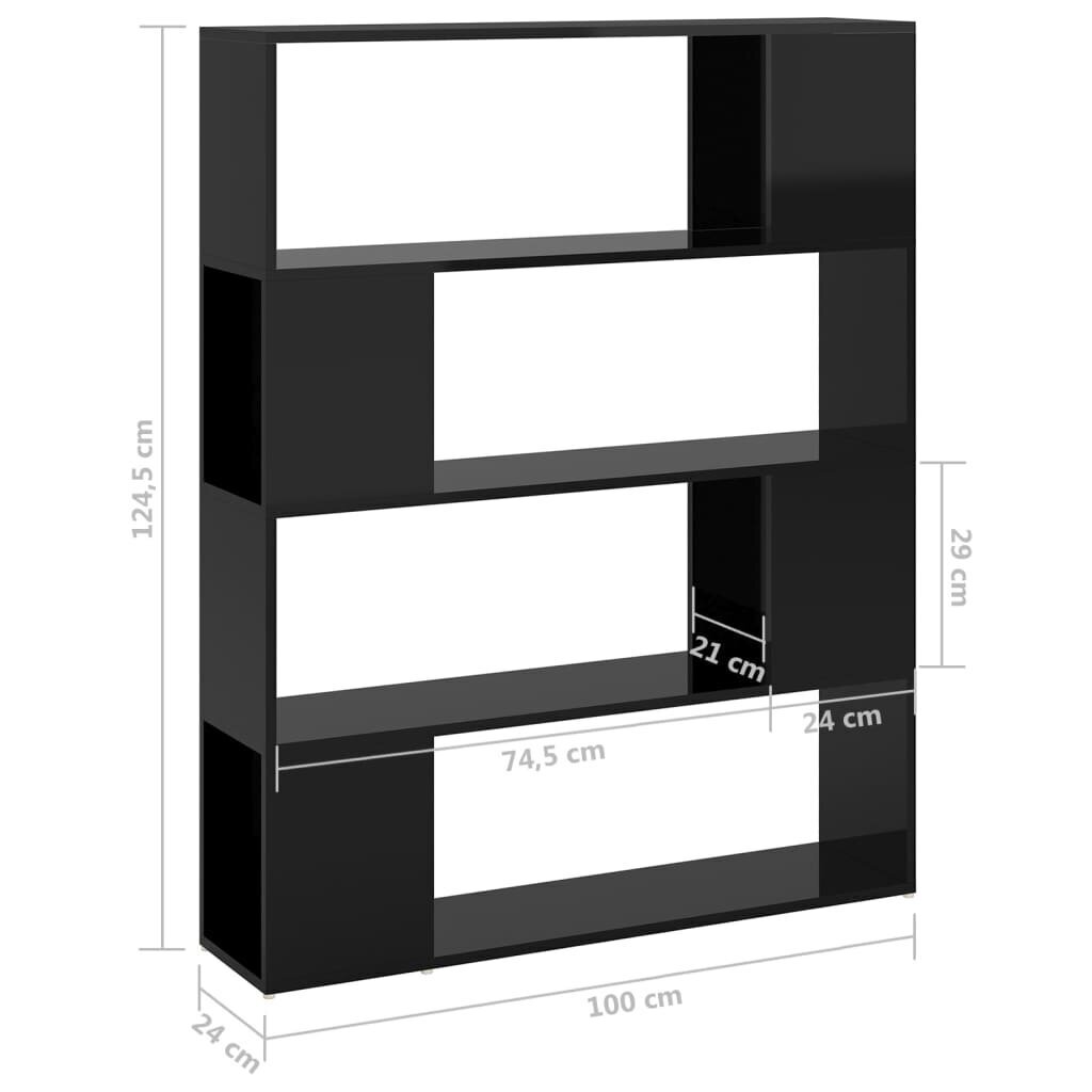 vidaXL grāmatu plaukts, spīdīgi melns, 100x24x124 cm цена и информация | Plaukti | 220.lv