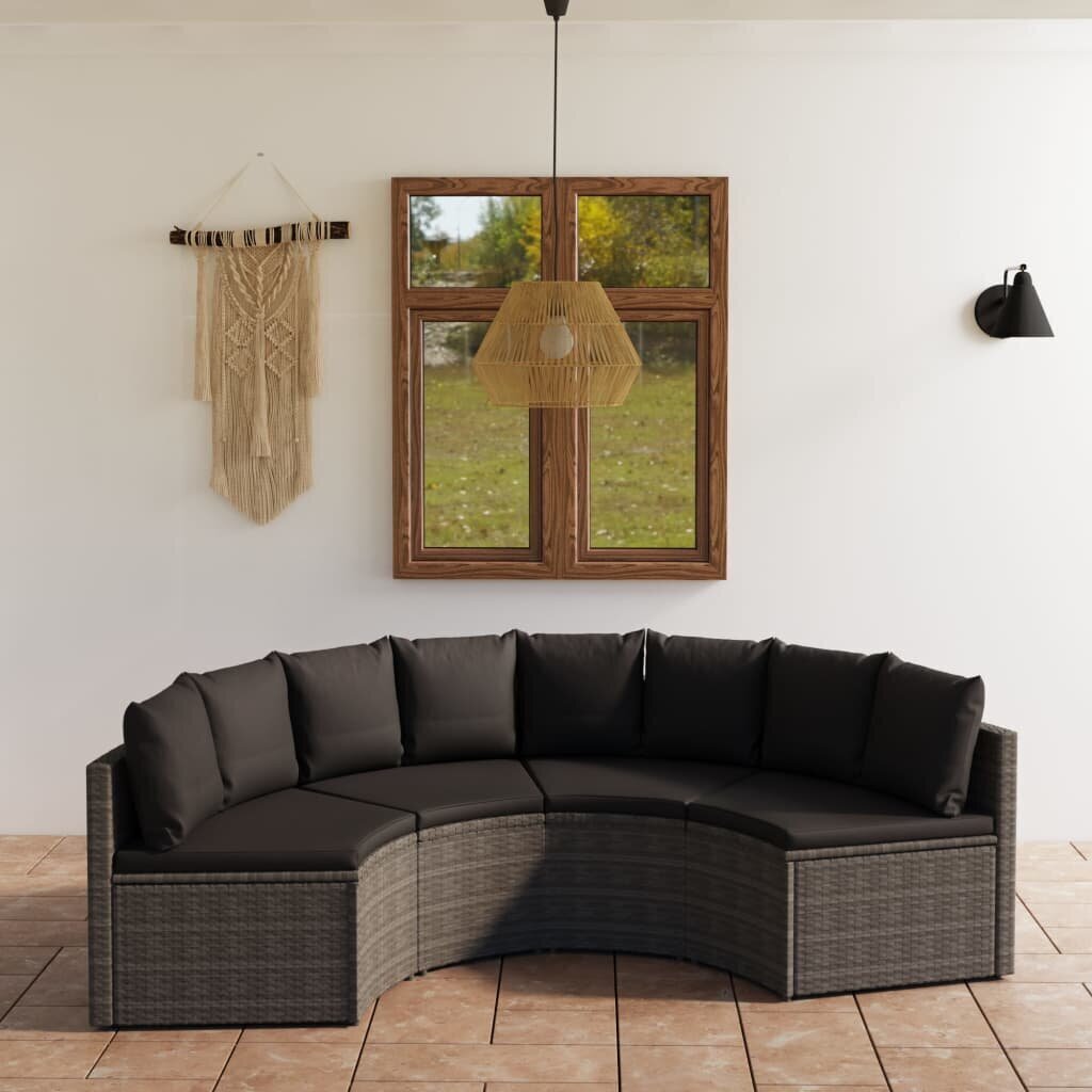 vidaXL 4-daļīgs dārza dīvānu komplekts ar matračiem, PE rotangpalma cena un informācija | Dārza mēbeļu komplekti | 220.lv