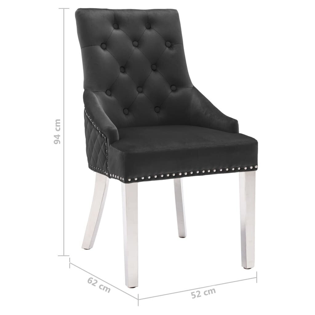 vidaXL virtuves krēsli, 2 gab., melns samts cena un informācija | Virtuves un ēdamistabas krēsli | 220.lv