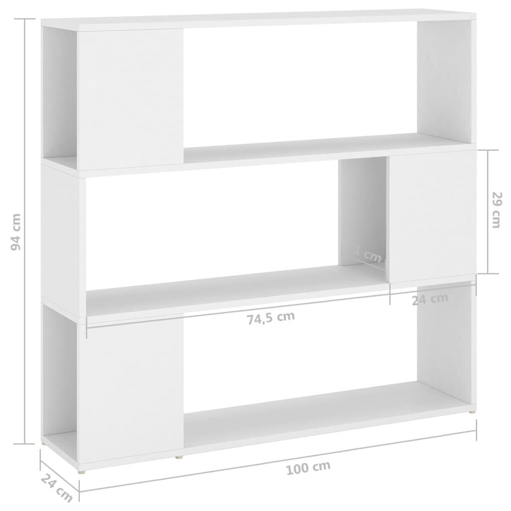 vidaXL grāmatu plaukts, balts, 100x24x94 cm cena un informācija | Plaukti | 220.lv