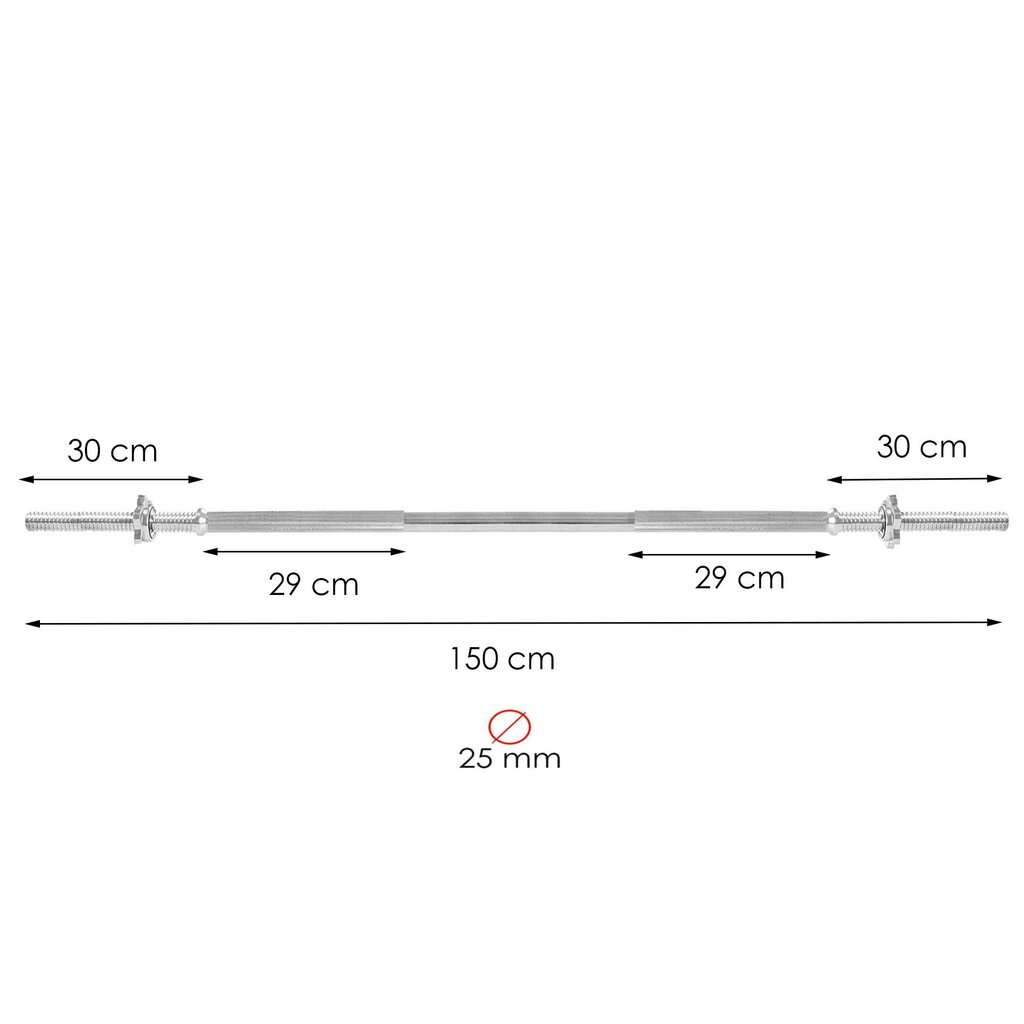 Fitnesa svara stienis Springos FA1048 150 cm 25mm cena un informācija | Svari, hanteles, stieņi | 220.lv