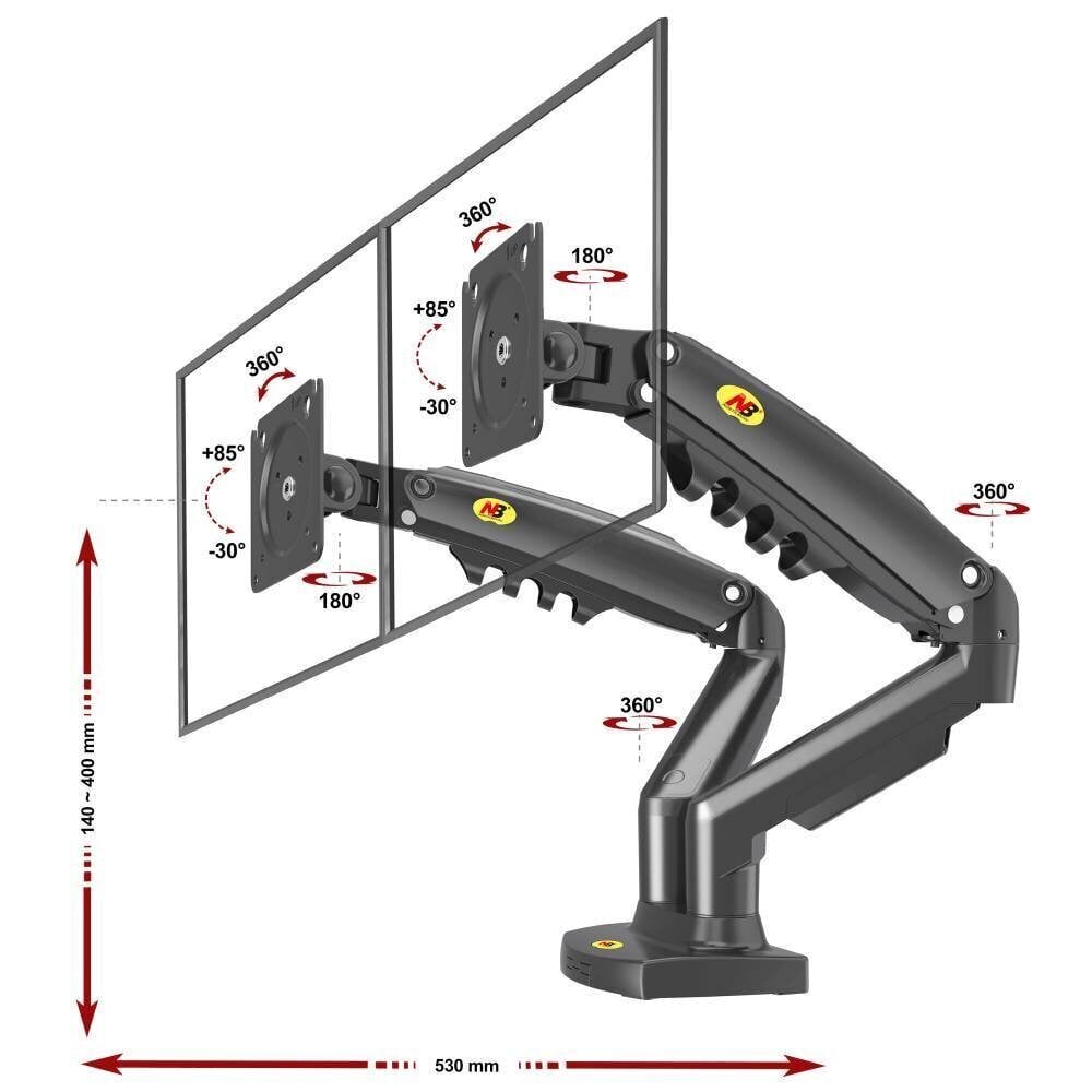 NB F160 17"-27" (VESA līdz 100x100, līdz 2x9 kg) cena un informācija | Monitora turētāji | 220.lv