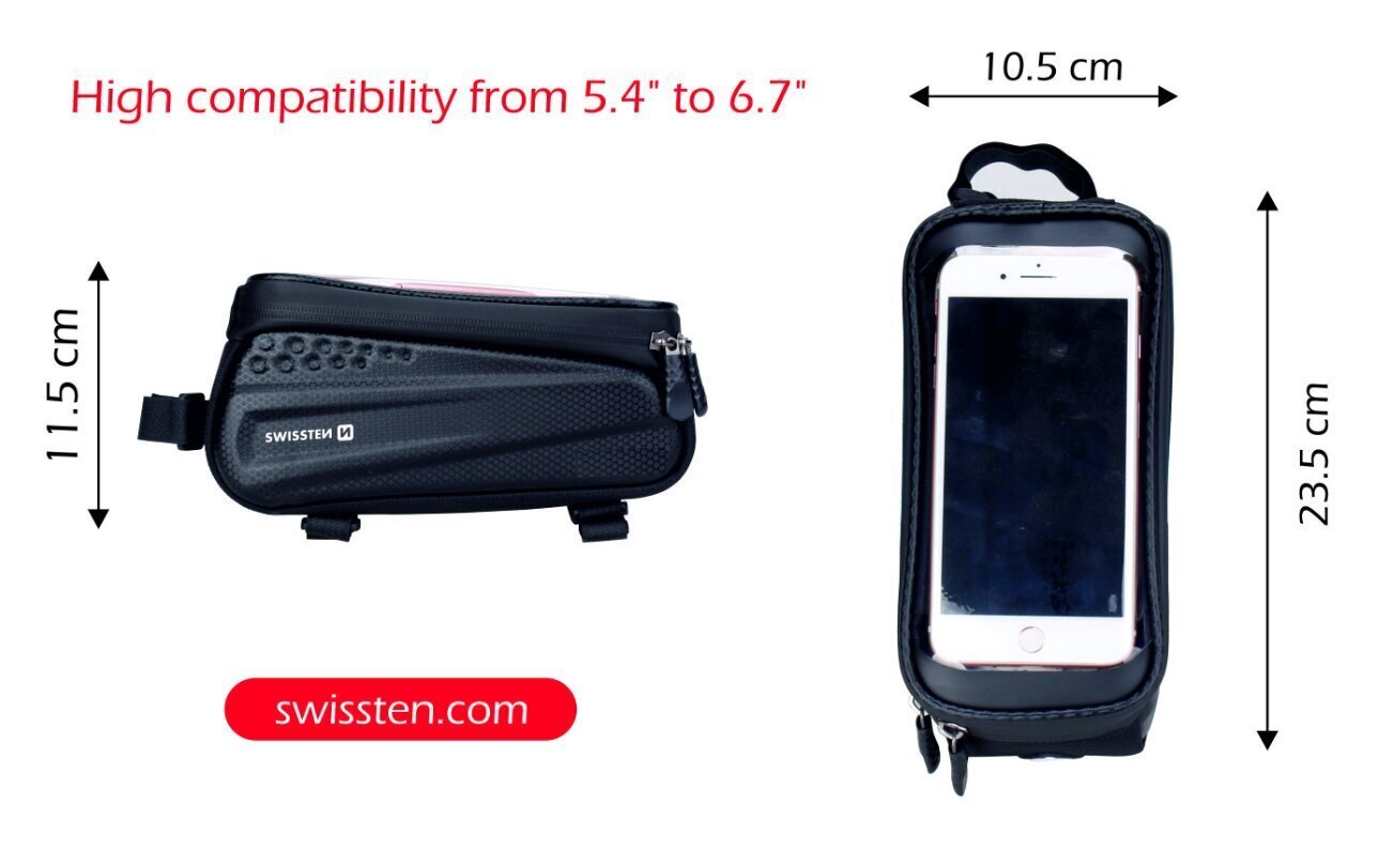 Swissten Ūdensizturīgs velosipēda Turētājs / Soma mobilajiem tālruņiem 5,4 - 6,7 collu Melns cena un informācija | Auto turētāji | 220.lv