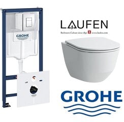 Grohe Rapid SL 5-in-1 WC zemapmetuma rāmis un Laufen Pro Rimless piekarināmā tualetes poda komplekts цена и информация | LAUFEN Сантехника, ремонт, вентиляция | 220.lv