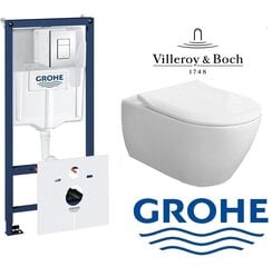 Zemapmetuma rāmja Grohe Rapid SL (5 in 1) WC 38827000 un tualetes poda Villeroy & Boch Subway 2.0 DirectFlush komplekts цена и информация | Унитазы | 220.lv