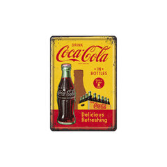 Nostalgic Art Metāla pastkarte 10x14,5cm / Coca-Cola buteliuose cena un informācija | Interjera priekšmeti | 220.lv