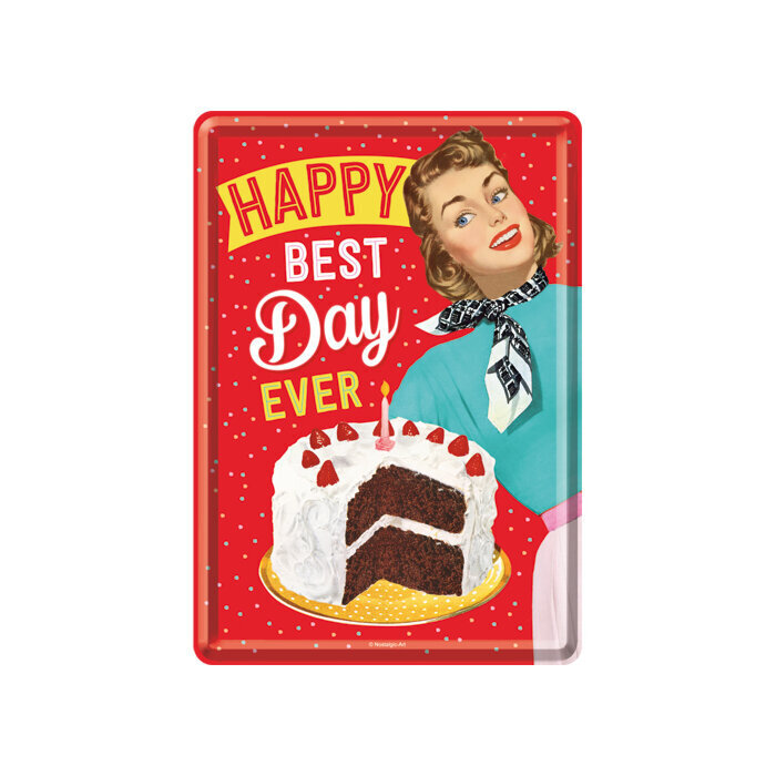 Metāla pastkarte 10x14.5 cm / Happy Best Day Ever cena un informācija | Interjera priekšmeti | 220.lv