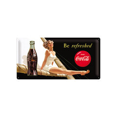 Metāla plāksne 25x50 cm / Coca-Cola Be Refreshed cena un informācija | Interjera priekšmeti | 220.lv