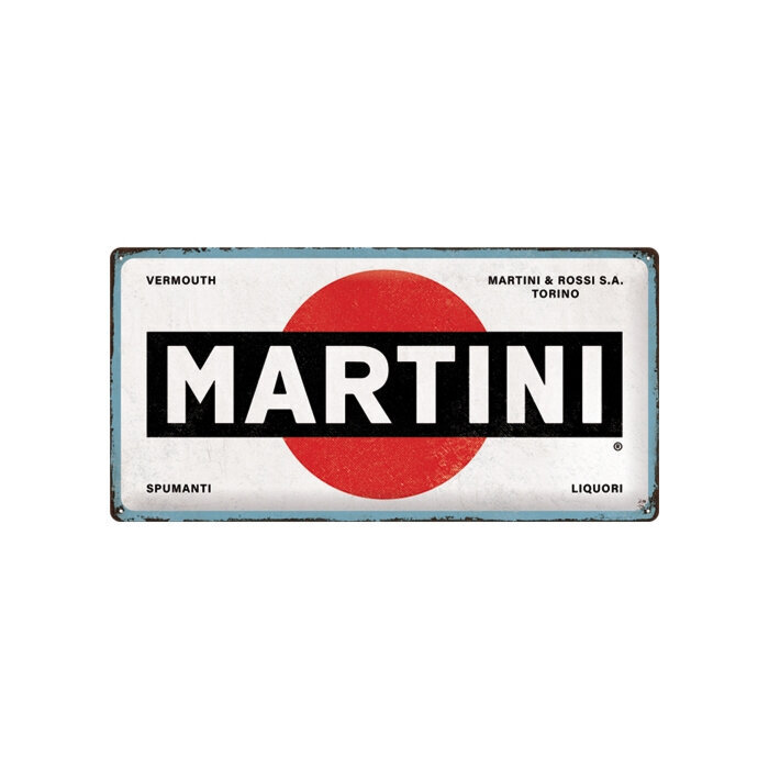 Metāla plāksne 25x50 cm / Martini - Logo White цена и информация | Interjera priekšmeti | 220.lv