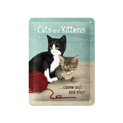 Metāla plāksne 15x20 cm / Cats and Kittens cena un informācija | Interjera priekšmeti | 220.lv